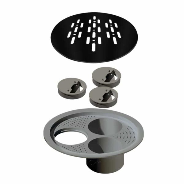Ralo Redondo Caixa Sifonada 150mm Black Matte Preto Fosco
