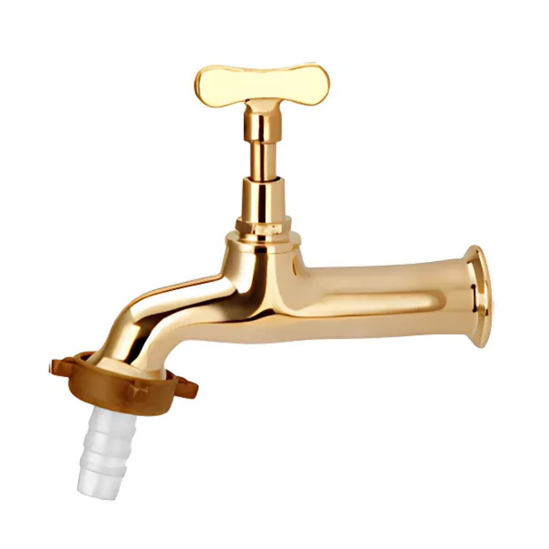 Torneira para Jardim Longa 1/2" X 3/4" Amarela com 1/4 de Volta Chaveta - Imagem 1