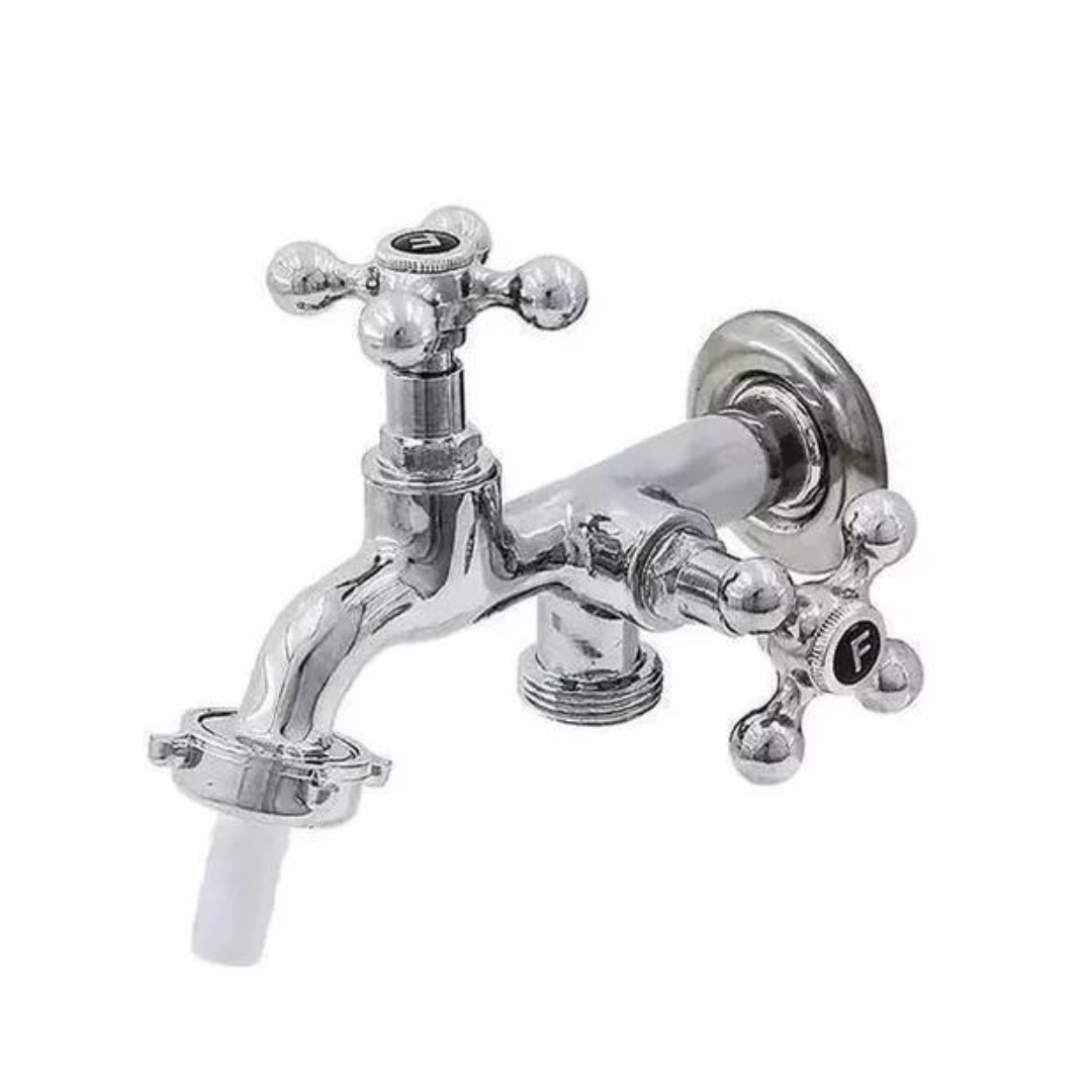 Torneira para Máquina de Lavar ABS C-33 com 1/4 de Volta com Dupla Saída de Água - Imagem 1