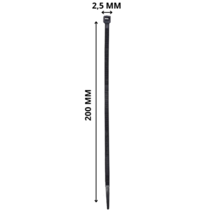 ABRAÇADEIRA DE NYLON PRETO DE 2,5 x 200mm - Imagem 2