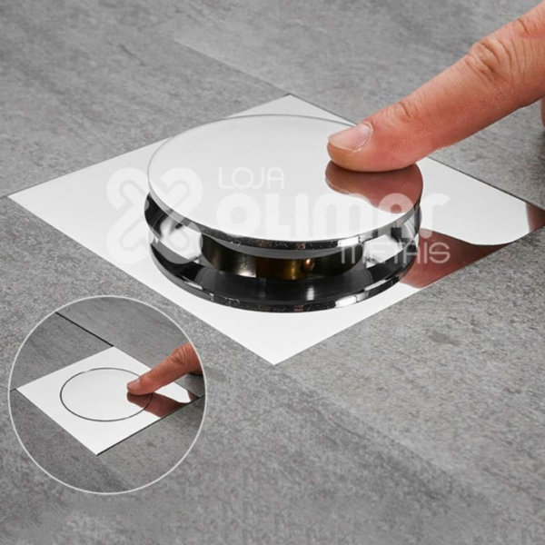Ralo Inteligente Click Banheiro 15x15cm Inox com Veda Cheiro