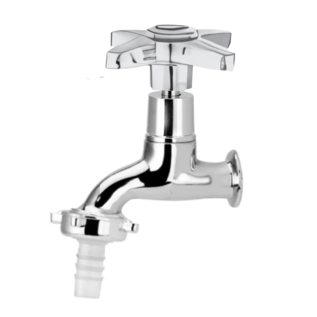 Torneira para Jardim Curta 1/2" X 3/4" Cromada com Acabamento Cruzeta C-23