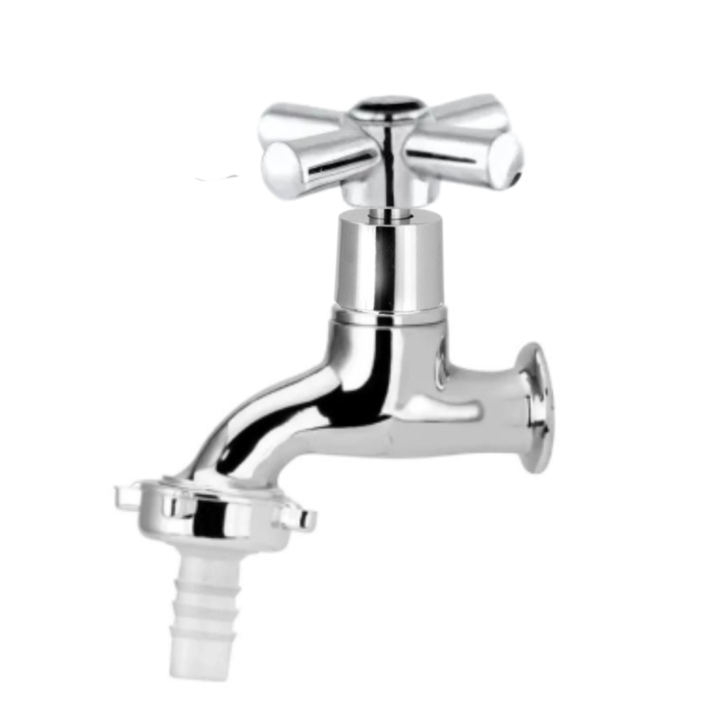 Torneira para Jardim Curta 1/2" X 3/4" Cromada com Acabamento Cruzeta C-34