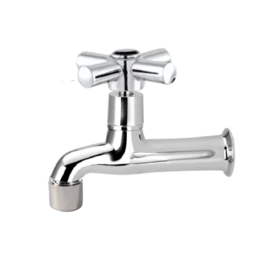 Torneira para Jardim Longa 1/2" X 3/4" Cromada com 1/4 de Volta com Arejador Acabamento Cruzeta C-34 - Imagem 1
