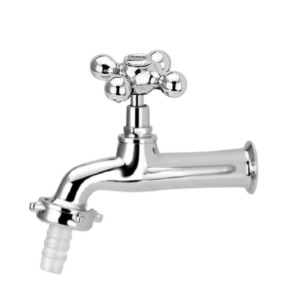 Torneira para Jardim Longa 1/2" X 3/4" Cromada Rotativo com Acabamento Cruzeta C-52