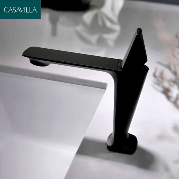 Torneira Monocomando Para Banheiro Baixa Preto Fosco Black Matte Casavilla