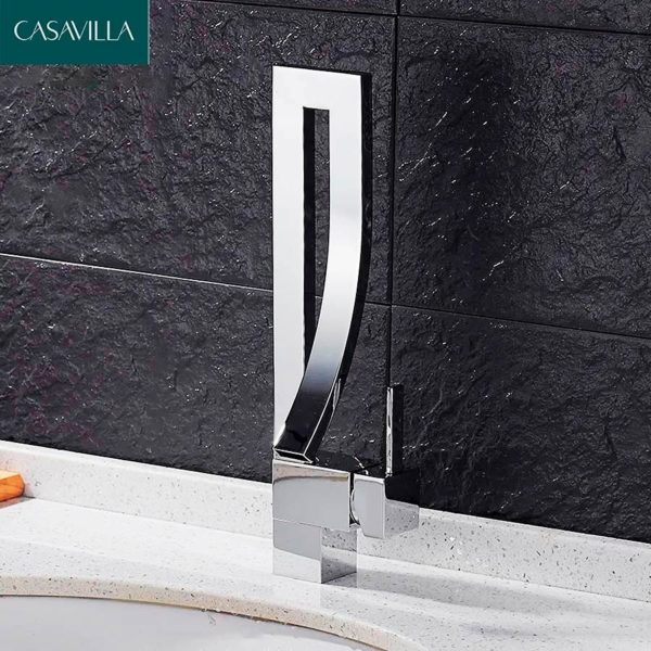 Torneira Monocomando para Banheiro Cromada Quadrada Casavilla