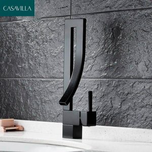Torneira Monocomando para Banheiro Preto Fosco Black Matte Quadrada Casavilla