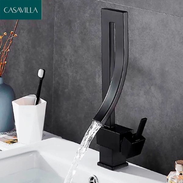 Torneira Monocomando Banheiro Preto Fosco Black Matte Quadrada Casavilla