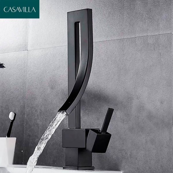 Torneira Monocomando Banheiro Preto Fosco Black Matte Quadrada Casavilla