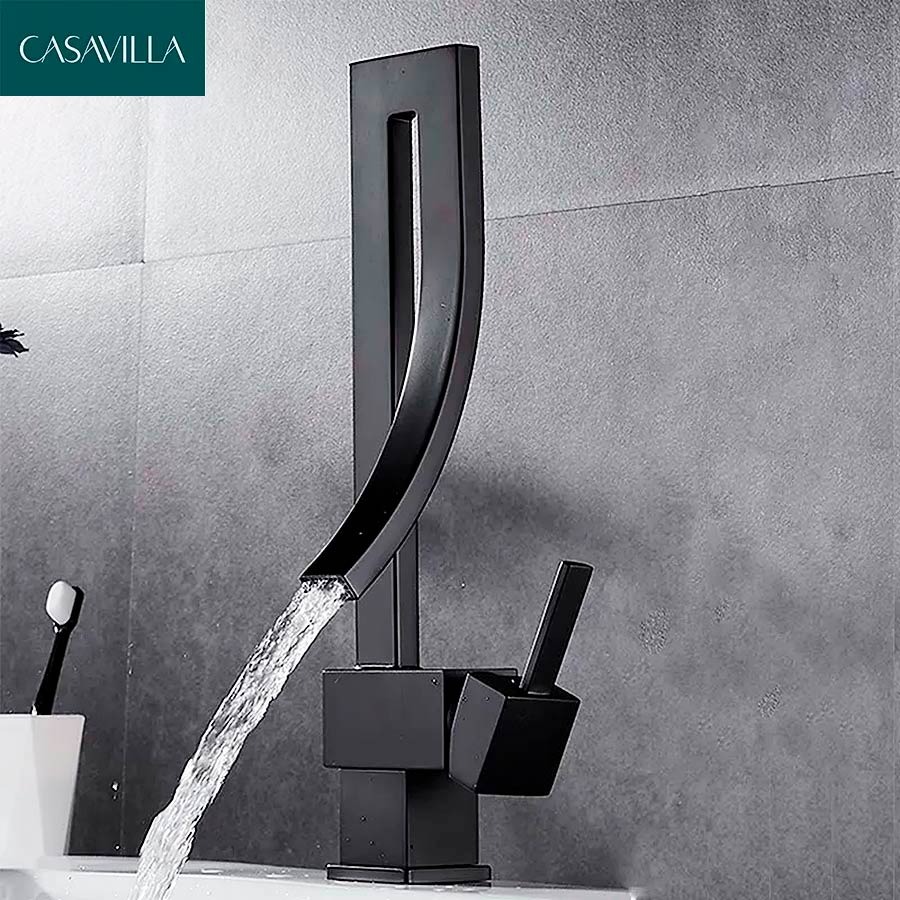 Torneira Monocomando Banheiro Preto Fosco Black Matte Quadrada Casavilla - Imagem 6