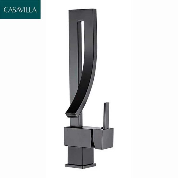 Torneira Monocomando Banheiro Preto Fosco Black Matte Quadrada Casavilla