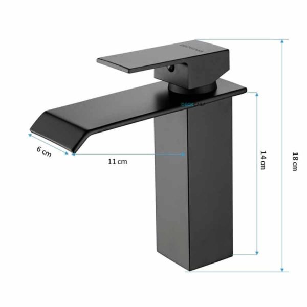 Torneira Monocomando para Banheiro Metal Cascata Baixa Preto Fosco Black Matte