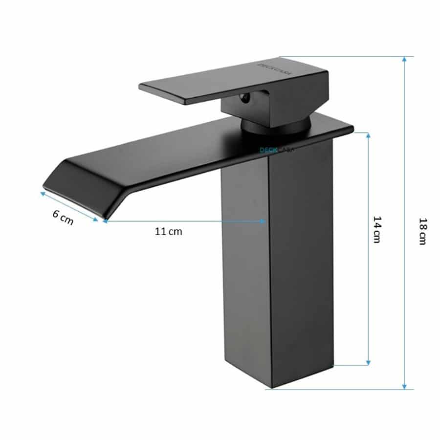Torneira Monocomando para Banheiro Metal Cascata Baixa Preto Fosco Black Matte