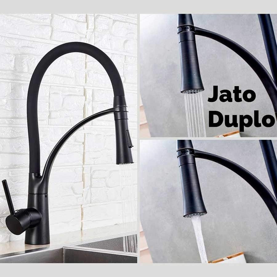Torneira Monocomando Cozinha Gourmet Flexível Preto Fosco Black Matte - Imagem 2