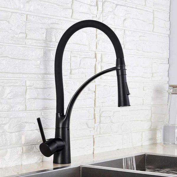 Torneira Monocomando Cozinha Gourmet Flexivel Preto Fosco Black Matte