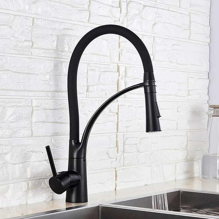 Torneira Monocomando Cozinha Gourmet Flexivel Preto Fosco Black Matte