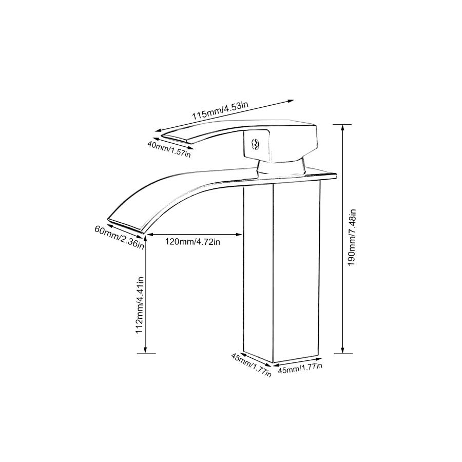 Torneira para Banheiro Monocomando Baixa Quadrada Slim Black