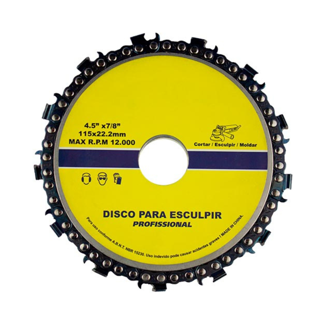 DISCO COM CORRENTE PARA ESCAVAR E ENTALHAR MADEIRA 115X22.23MM - Imagem 1