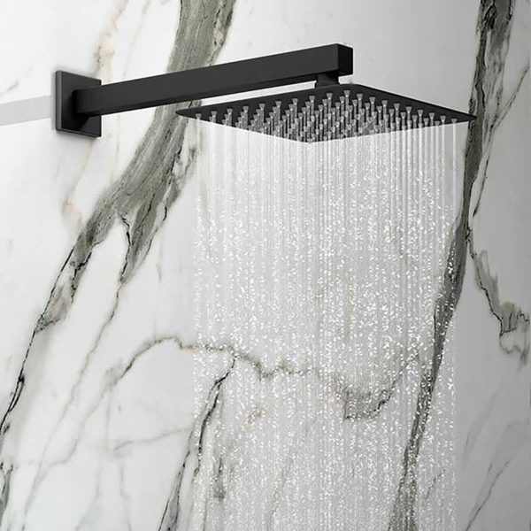 Ducha Chuveiro Slim Quadrado 20 x 20 cm Preto Fosco Black Matte