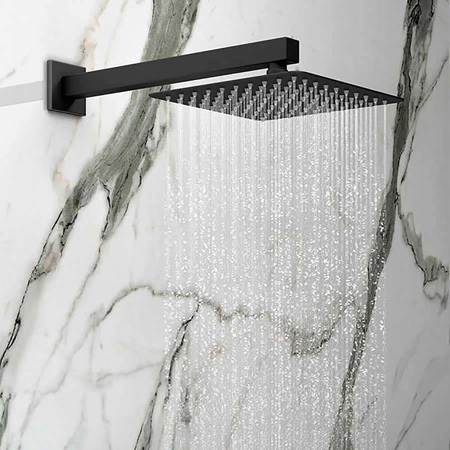 Ducha Chuveiro Slim Quadrado 20 x 20 cm Preto Fosco Black Matte