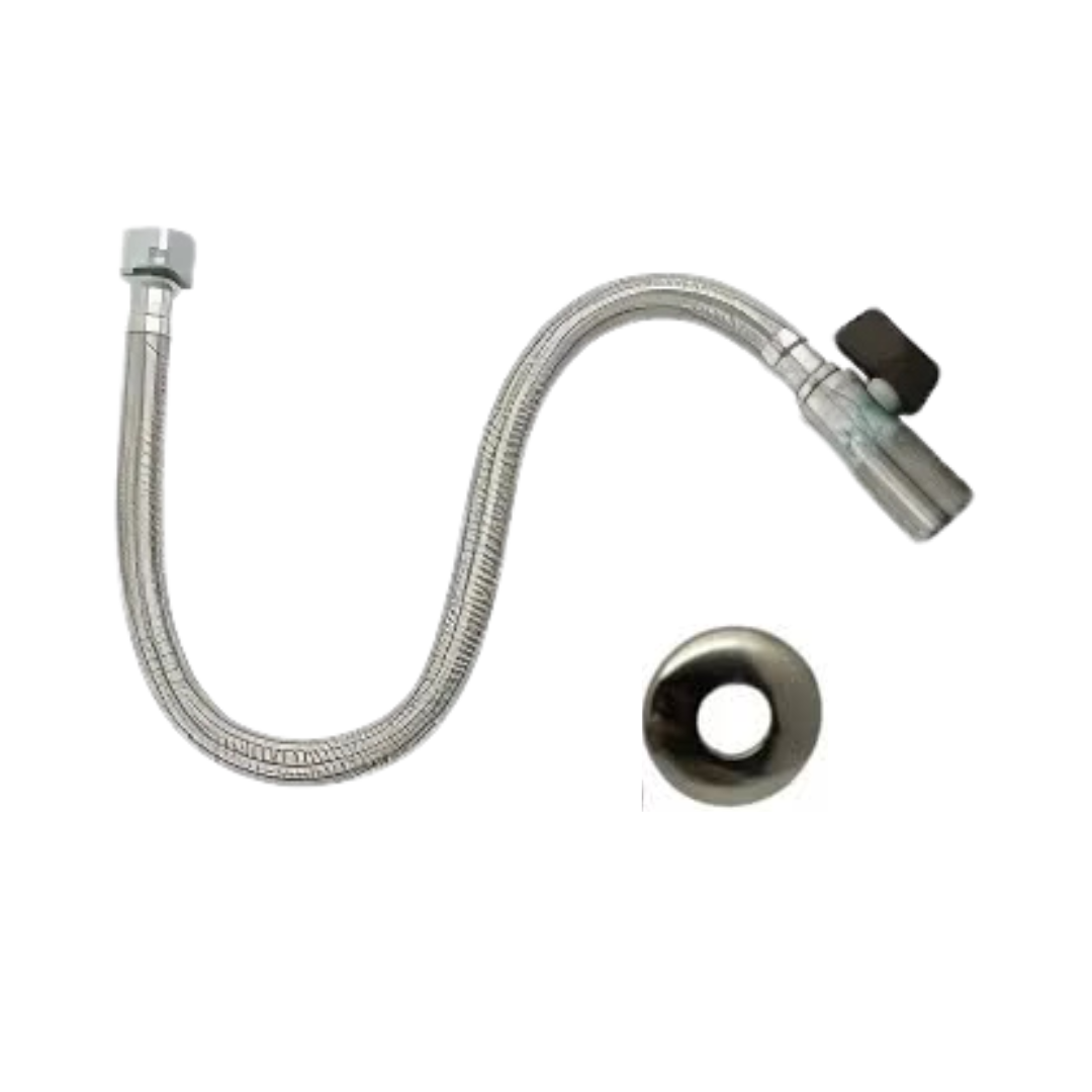 ENGATE FLEXÍVEL 30 CM INOX  COM REGISTRO DE ESFERA - Imagem 1
