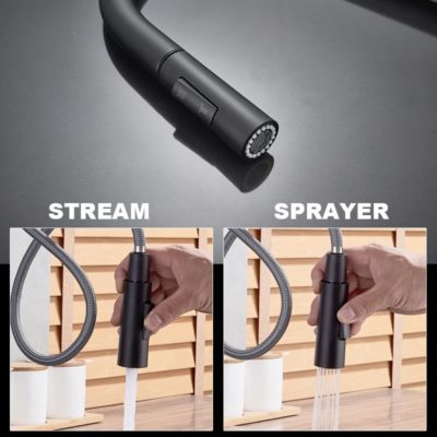 Torneira Monocomando Cozinha Gourmet 50cm Black Matte Extensível