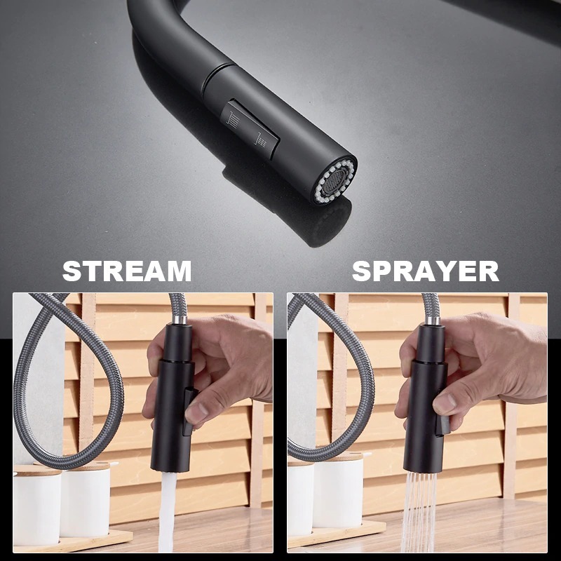 Torneira Monocomando Cozinha Gourmet 50cm Black Matte Extensível