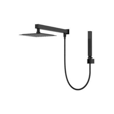 Ducha Slim Quadrada com Desviador Preto Fosco Black Matte