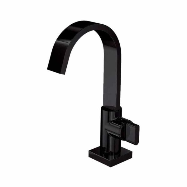 Torneira para Banheiro Lavatório de Mesa Bica Slim Móvel Preto Fosco Black Matte