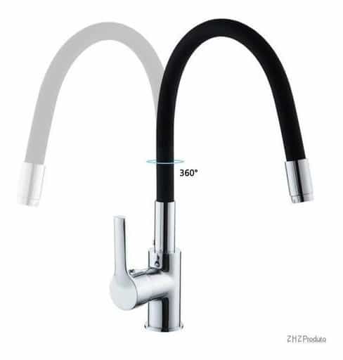 Torneira Monocomando para Cozinha com Tubo Flexível Preto