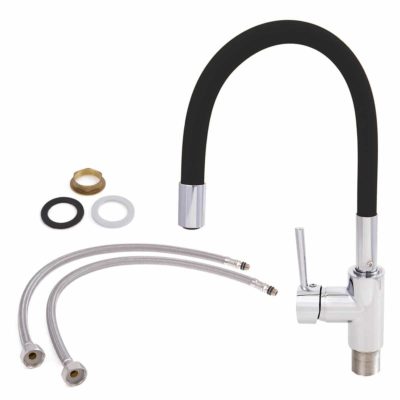 Torneira Monocomando para Cozinha com Tubo Flexível Preto - Imagem 6