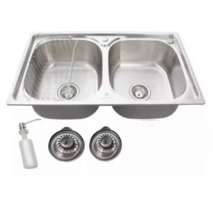 Cuba Dupla Cozinha Gourmet Aço Inox 78X43cm com Acessórios*