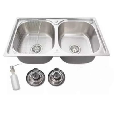 Cuba Dupla Cozinha Gourmet Aço Inox 78X43cm com Acessórios*