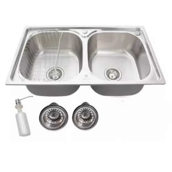 Cuba Dupla Cozinha Gourmet Aço Inox 78X43cm com Acessórios*