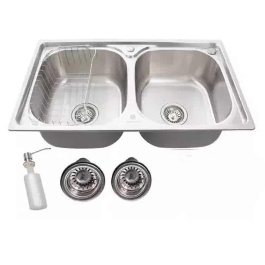 Cuba Dupla Cozinha Gourmet Aço Inox 78X43cm com Acessórios*