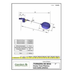 Torneira de Bóia Vazão Total Plástica 1" Garden