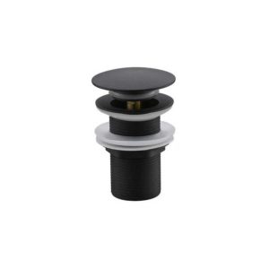 Válvula Click para Cuba Banheiro 1.1/4 40 mm - Tampa Redonda Cobertura Total Preto Fosco Black Matte