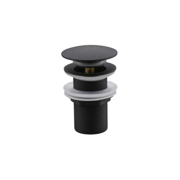 Válvula Click para Cuba Banheiro 1.1/4 40 mm - Tampa Redonda Cobertura Total Preto Fosco Black Matte