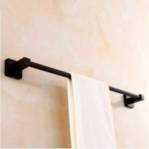 Porta Toalha Banho Quadrado 60 cm Metal Preto Fosco Black Matte - Imagem 3
