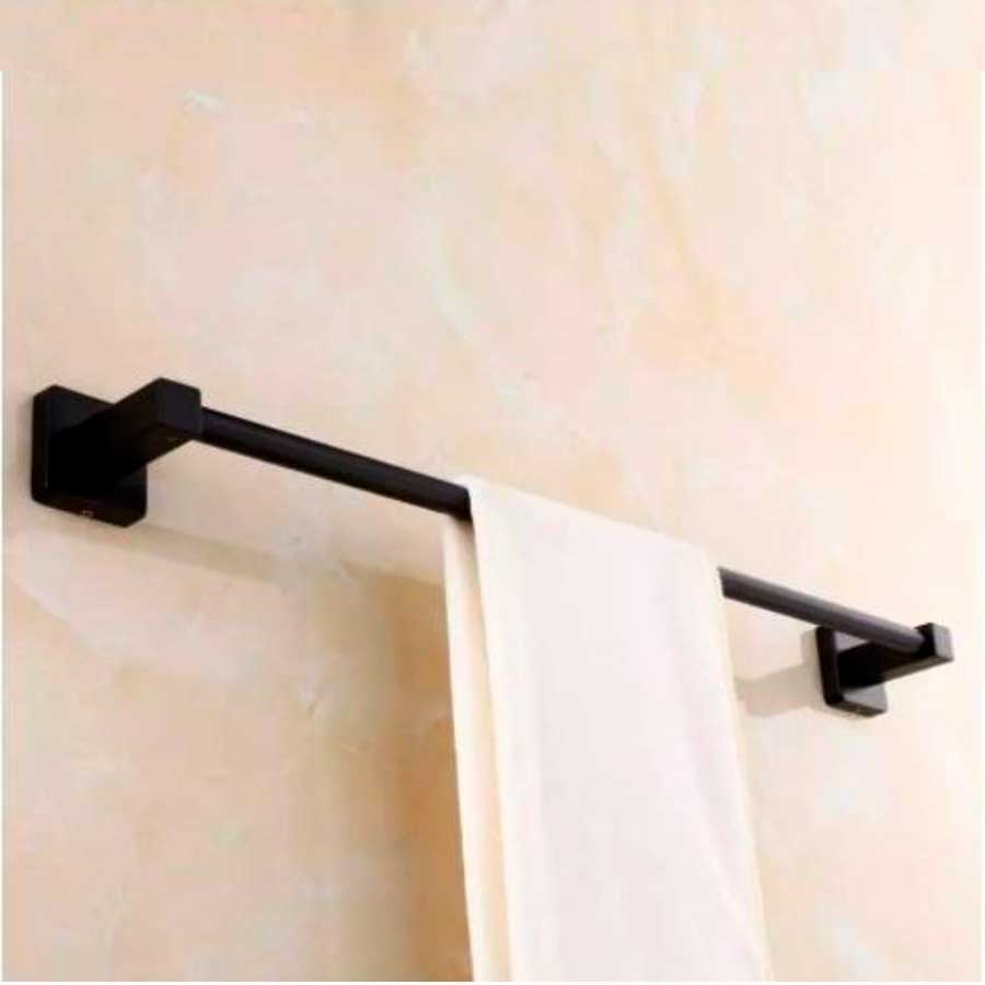 Porta Toalha Banho Quadrado 60 cm Metal Preto Fosco Black Matte - Imagem 3
