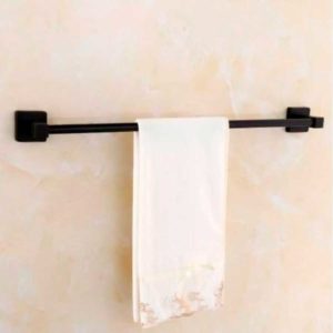 Porta Toalha Banho Quadrado 60 cm Metal Preto Fosco Black Matte - Imagem 2