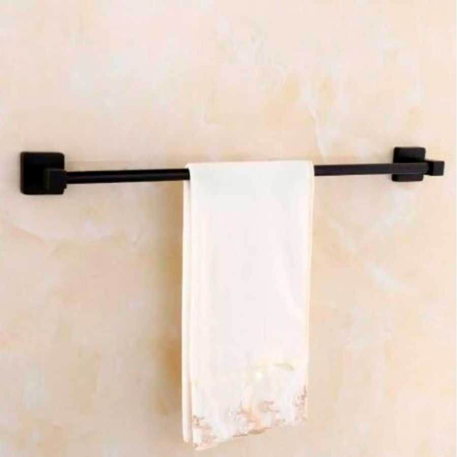 Porta Toalha Banho Quadrado 60 cm Metal Preto Fosco Black Matte - Imagem 2