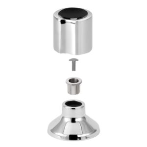 Acabamento Olimar para Registro Pressão/Gaveta ABS Cromado com Tampa Preta 3/4″ Estria Deca C-40 (Volante) - Imagem 3