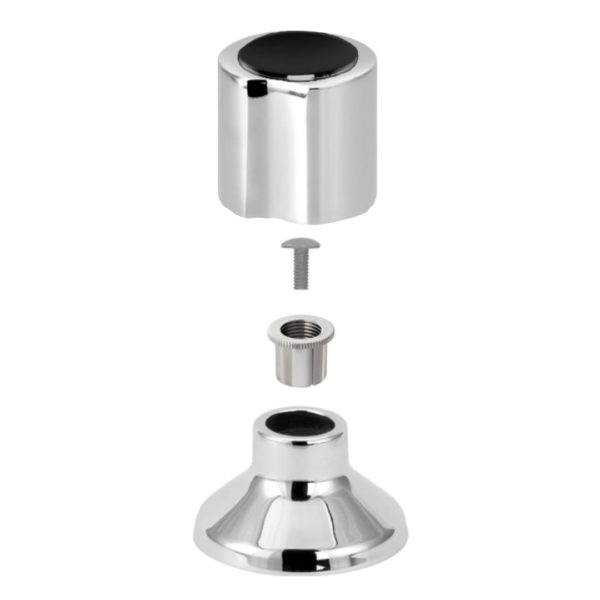 Acabamento Olimar para Registro Pressão/Gaveta ABS Cromado com Tampa Preta 3/4″ Estria Deca C-40 (Volante)