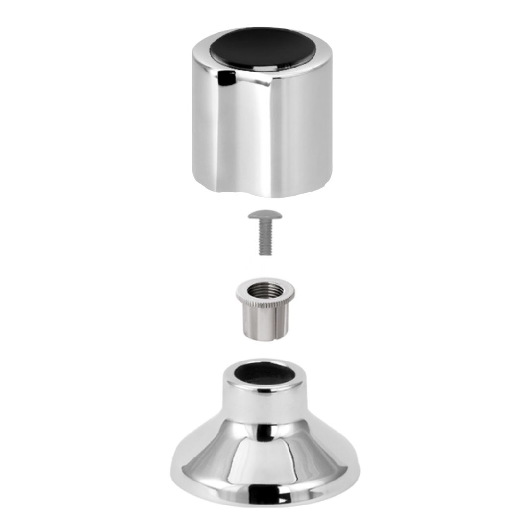 Acabamento Olimar para Registro Pressão/Gaveta ABS Cromado com Tampa Preta 3/4″ Estria Deca C-40 (Volante) - Imagem 3