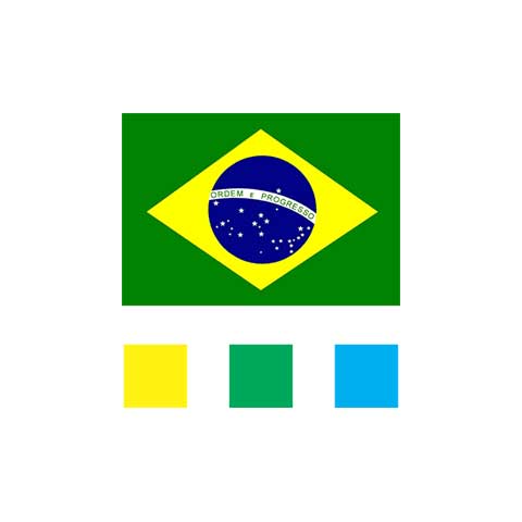 As cores da bandeira do Brasil a serem aplicadas na logomarca Mimos Brasil