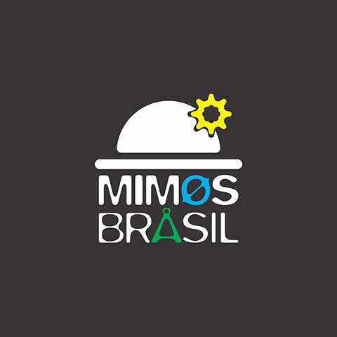 Logomarca Mimos Brasil em cores sobre fundo preto