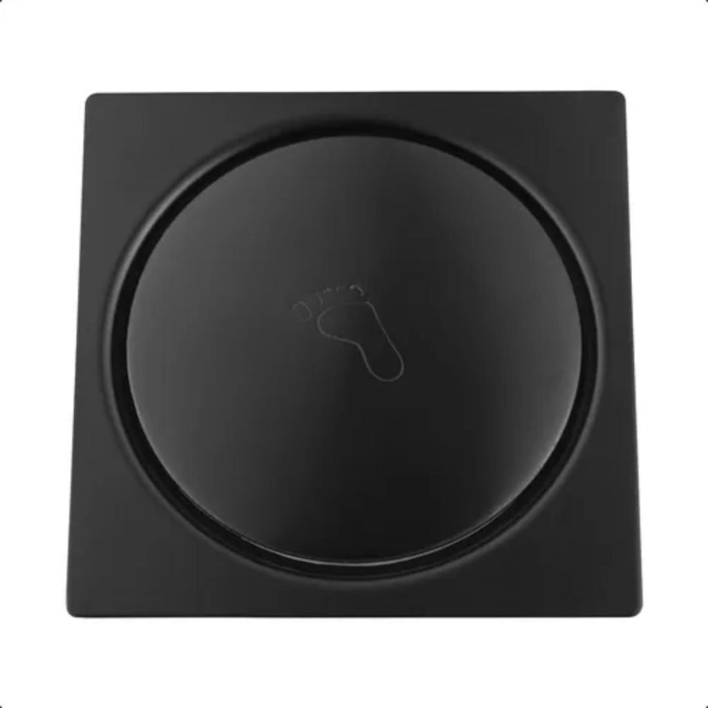 Ralo Click Banheiro 15x15cm com Veda Cheiro Preto Fosco Black Matte